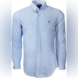 Polo Ralph Lauren Slim Fit Performance Stretch Button Down Medium Checkered Blue